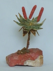 Aloe (± 18 cm) mit Jaspis, Aventurin und Tigerauge